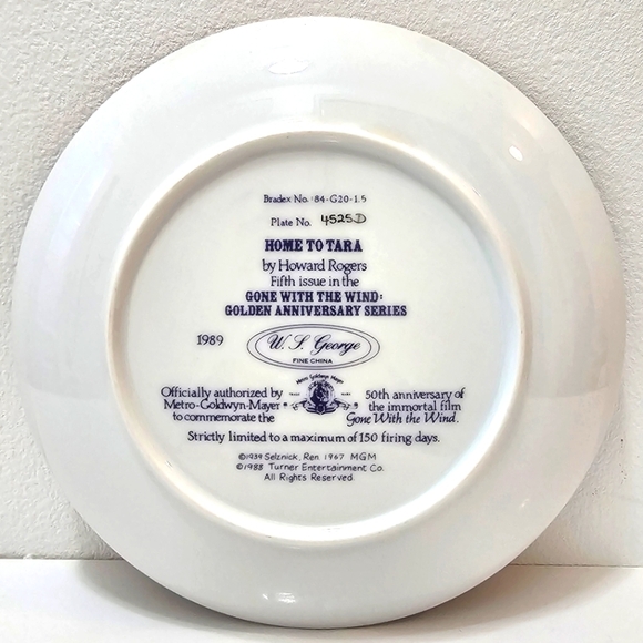 Gone with the Wind "Home to Tara" 1989 Plate #4525D - Picture 8 of 8